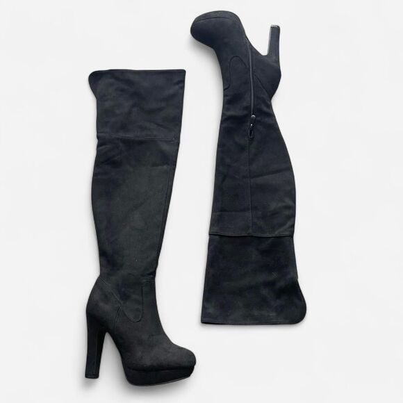 Suede-Style Platform Over the Knee Boots - Picture 1 of 8